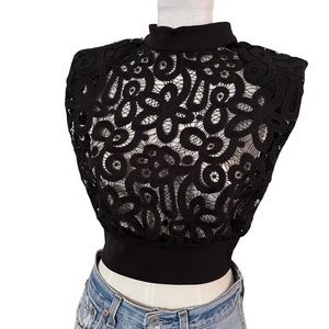 Lace Power Shoulder Top